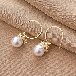 Faux Pearl Drop Earring Qr-279 - 1 Pr - Gold - One Size