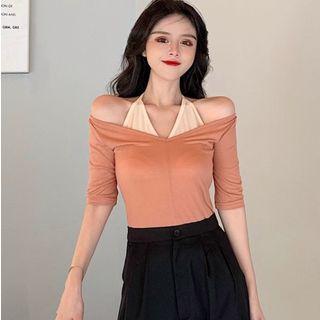 Set: Halter Top + Elbow-sleeve T-shirt