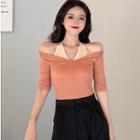 Set: Halter Top + Elbow-sleeve T-shirt