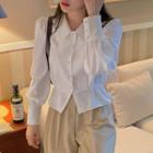 Collared Button-up Blouse / Wide-leg Dress Pants