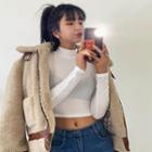 Mock-neck Cropped Slim-fit Top