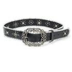 Metal Buckled Studded Genuine Leather Belt