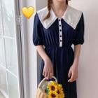 Lace-trimmed Short-sleeved Dress