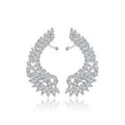 Fashion And Elegant Angel Wings Cubic Zirconia Stud Earrings Silver - One Size