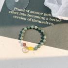 Gemstone Faux Pearl Bracelet 04 - 802 - Yellow & Brown & Green - One Size