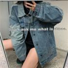 Two-tone Loose-fit Denim Jacket Blue - One Size