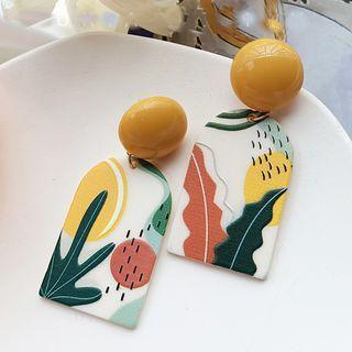 Print Asymmetrical Acrylic Dangle Earring