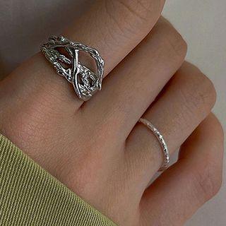 Branches Layered Alloy Open Ring Silver - One Size
