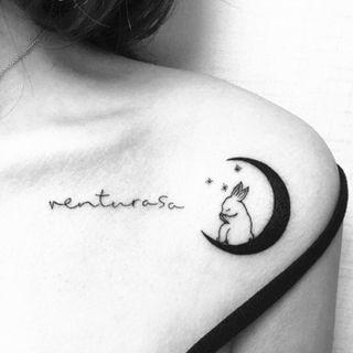 Moon Rabbit Print Waterproof Temporary Tattoo One Piece - One Size