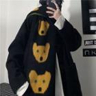 Bear Print Scarf Black - One Size