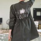 Letter-embroidered Drawstring-waist Jacket