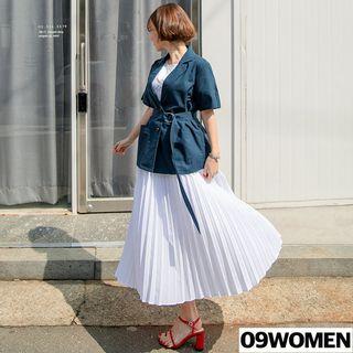 Plus Size Accordion-pleats Chiffon Skirt