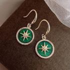 Alloy Rhinestone Star Dangle Earring 1 Pair - Copper Gold Plating - Green - One Size