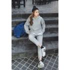 Set: Tie-detail Hooded Top + Band-waist Pants
