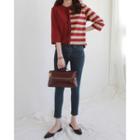 3/4-sleeve Frilled Stripe T-shirt