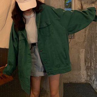 Buttoned Cargo Jacket Green - One Size