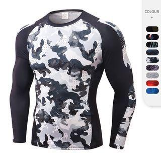 Long-sleeve Camo Print Sports T-shirt