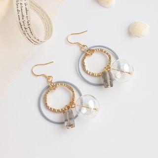 Glass Ball Alloy Hoop Dangle Earring