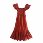 Strappy Midi Ruffle Trim A-line Dress