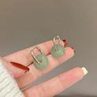 Faux Gemstone Alloy Dangle Earring 1 Pair - Green & Silver - One Size