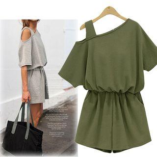One-shoulder Strap Short-sleeve Playsuit