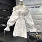 Long-sleeve Tie Waist Shirt Dress