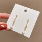 Faux Pearl Dangle Earring 1 Pair - E3131 - Gold - One Size