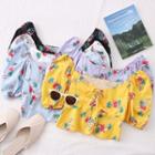 Wide V-neck Floral Crop Blouse