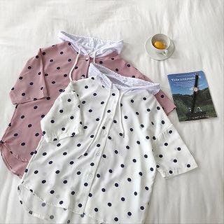 Hooded Dotted Short-sleeve Shirt