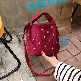 Star Embroidered Velvet Crossbody Bag