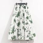 Floral Midi A-line Skirt Green & White - 58-96cm