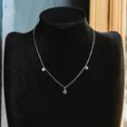 Rhinestone-trim Chain Necklace Silver - One Size