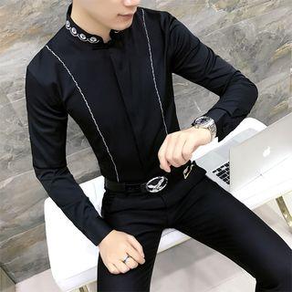 Long-sleeve Embroidery Chinese Frog Shirt