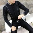 Long-sleeve Embroidery Chinese Frog Shirt