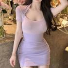 Cap-sleeve Halter Neck Top / Mini Pencil Skirt