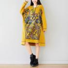Printed Midi Pullover Dress Yellow - One Size