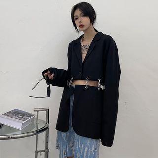 Chain-accent Panel Removable Lapel Collar Blazer