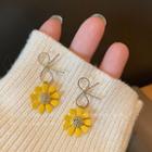 Bow Flower Alloy Dangle Earring 1 Pair - Yellow - One Size