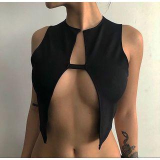 Front-slit Crop Tank Top
