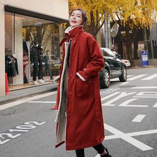 Fleece Lined Single-breasted Midi Coat
