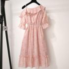 Off-shoulder Sleeveless  Ruffle Heart Dress