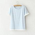 Fringe Striped Short Sleeve T-shirt