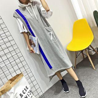 Number Sleeveless Hooded Dress