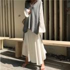 Dipback Knit Vest / V-neck Flared-sleeve Midi Shift Dress