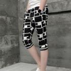 Lettering/ Patterned Capri Pants/ Set