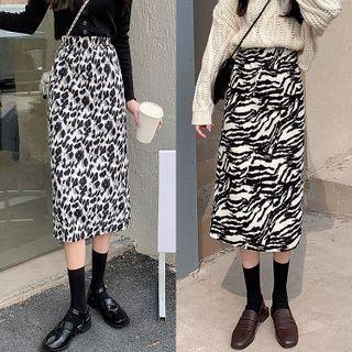 High Waist Pattern Midi Skirt