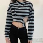Asymmetric Striped Cropped Pullover
