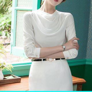 Cowl-neck Blouse / Pencil Skirt / Boot-cut Dress Pants / Set