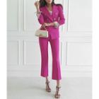 Printed-cuff Double-breasted Blazer