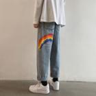 Rainbow Printed Wide-leg Jeans